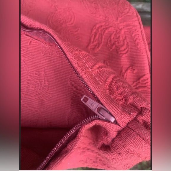 Two (2) Red Brocade Pillow Covers - Picture 3 of 4